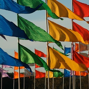 flags blowing in wind