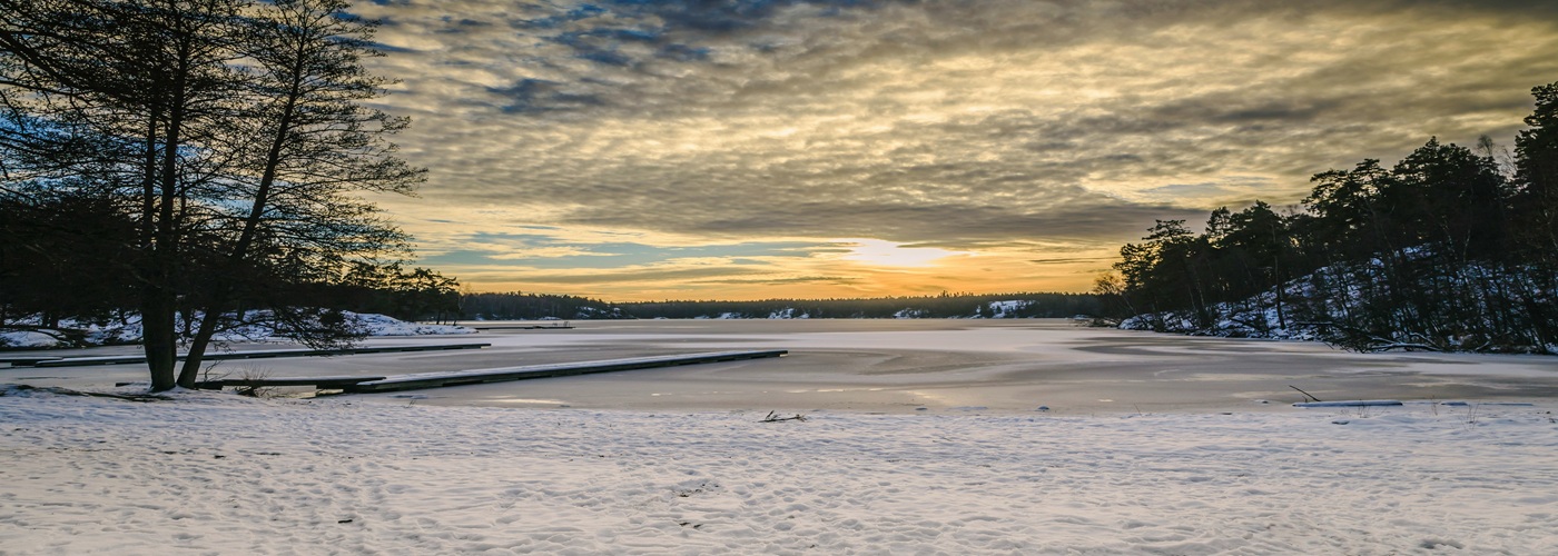 winter sunset frozen lake