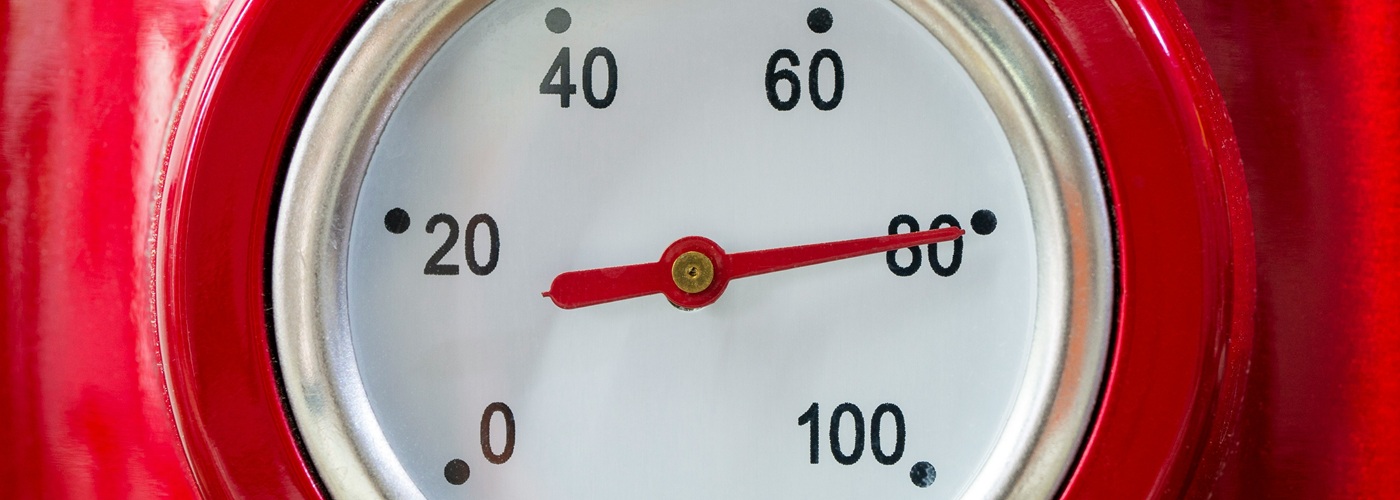 Temperature as shown on a thermometer